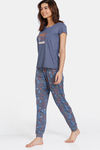 Zivame Looney Tunes Knit Cotton Pyjama Set - Medieval Blue — thumbnail 2